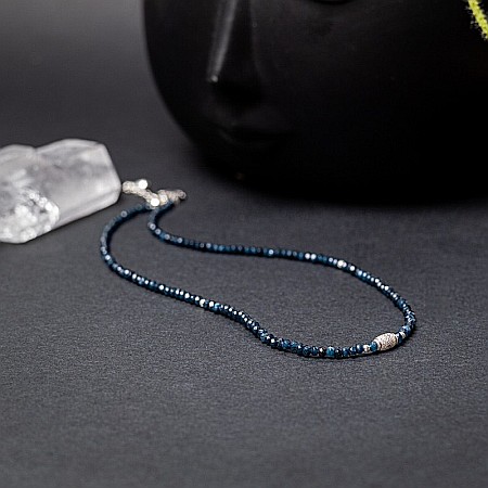 Colier Choker Mihit din pietre naturale de Jad Bleumarin cu accesorii si sistem de inchidere din argint 925 [6]