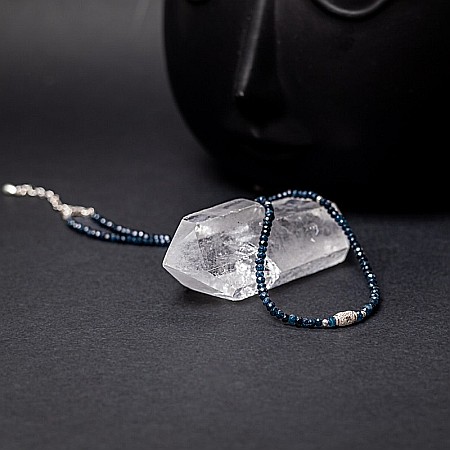 Colier Choker Mihit din pietre naturale de Jad Bleumarin cu accesorii si sistem de inchidere din argint 925 [2]