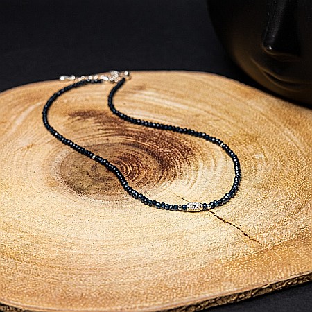 Colier Choker Mihit din pietre naturale de Jad Bleumarin cu accesorii si sistem de inchidere din argint 925 [8]