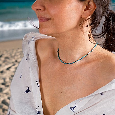 Bijuterii Crisocola - Colier choker Minis pietre semipretioase Crisocola