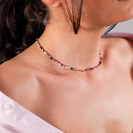 Colier choker Minis pietre semipretioase Turmalina curcubeu [8]