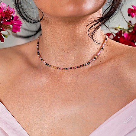 Colier choker Minis pietre semipretioase Turmalina curcubeu [6]