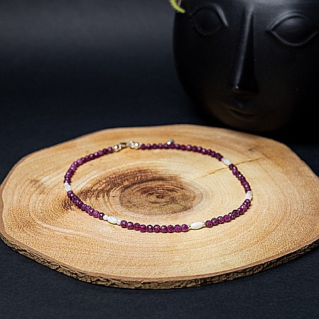 Colier Choker Naveen din pietre naturale de Rubin cu sistem de inchidere din argint 925 [5]