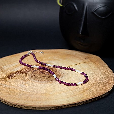 Colier Choker Naveen din pietre naturale de Rubin cu sistem de inchidere din argint 925 [6]
