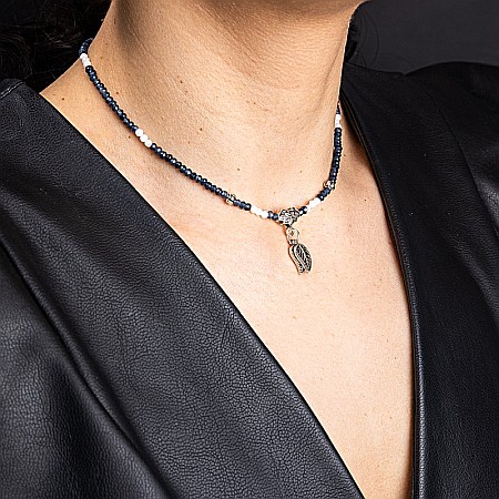 Colier Choker Ravindra din pietre naturale de Safir cu accesorii si sistem de inchidere din argint 925 [9]