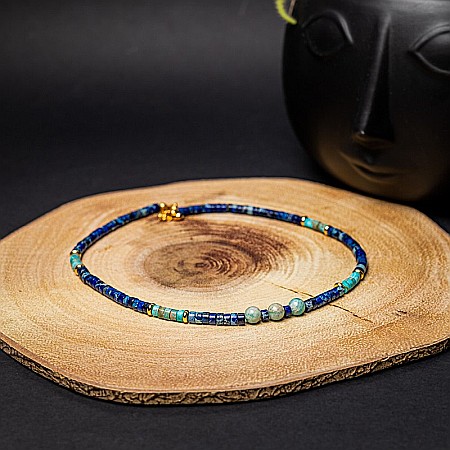 Colier choker Nirmay din pietre naturale de Sediment de Jasp, inchidere din argint 925 placat cu aur 14K [6]