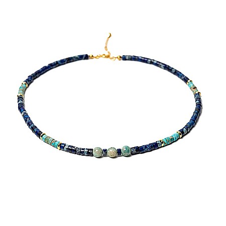 Colier choker Nirmay din pietre naturale de Sediment de Jasp, inchidere din argint 925 placat cu aur 14K [11]