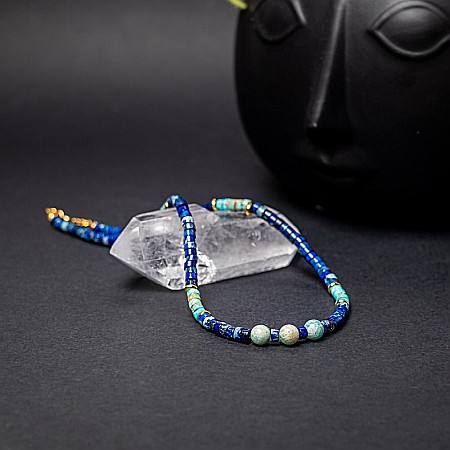 Colier choker Nirmay din pietre naturale de Sediment de Jasp, inchidere din argint 925 placat cu aur 14K [7]