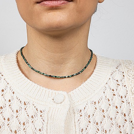 Colier choker pietre naturale de Smarald fatetat Memphis cu sistem de inchidere din argint 925 [8]