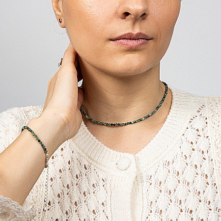 Colier choker pietre naturale de Smarald fatetat Memphis cu sistem de inchidere din argint 925 [1]