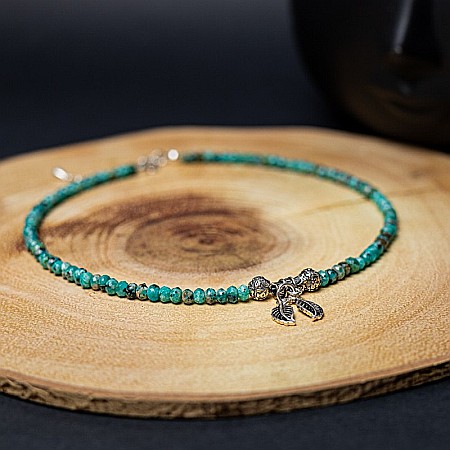 Colier choker pietre naturale Jad fatetat Ajay cu charm-uri si sistem de inchidere din argint 925 [5]