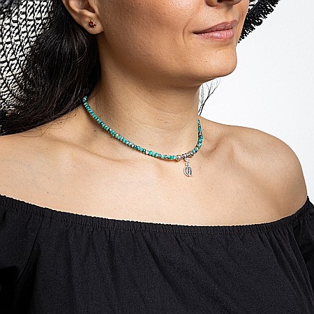 Colier choker pietre naturale Jad fatetat Ajay cu charm-uri si sistem de inchidere din argint 925 [9]