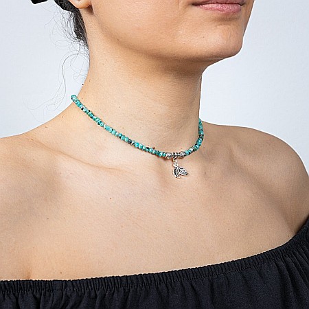 Colier choker pietre naturale Jad fatetat Ajay cu charm-uri si sistem de inchidere din argint 925 [11]