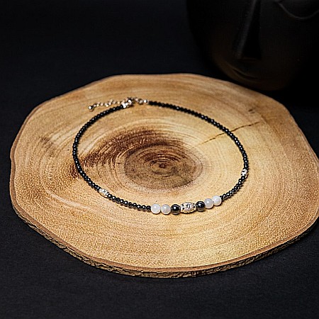 Colier Choker Shrey din pietre naturale de Spinel negru cu accesorii si sistem de inchidere din argint 925 [4]