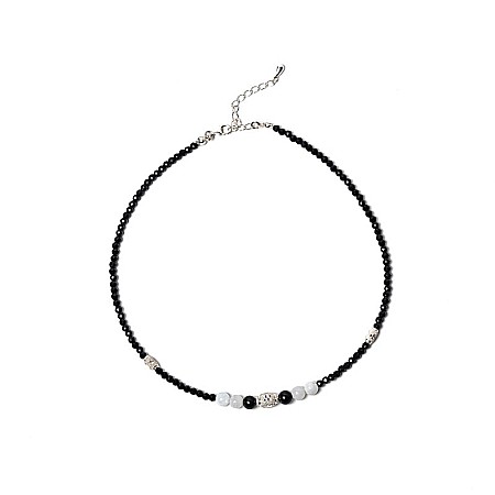 Colier Choker Shrey din pietre naturale de Spinel negru cu accesorii si sistem de inchidere din argint 925 [7]
