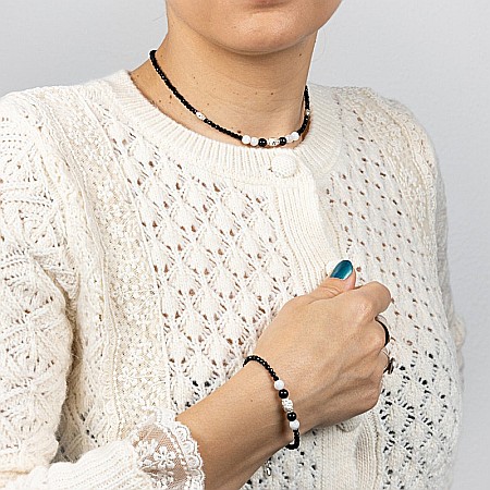 Colier Choker Shrey din pietre naturale de Spinel negru cu accesorii si sistem de inchidere din argint 925 [1]