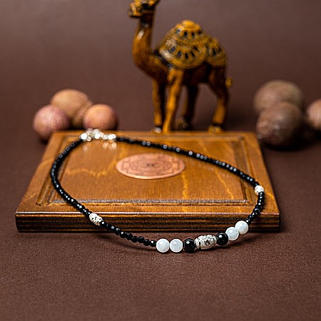 Colier Choker Shrey din pietre naturale de Spinel negru cu accesorii si sistem de inchidere din argint 925 [2]