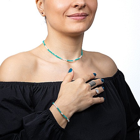 Colier choker Anadi din pietre semipretioase de Amazonit si Piatra Lunii, inchidere si accesorii din argint 925 [11]