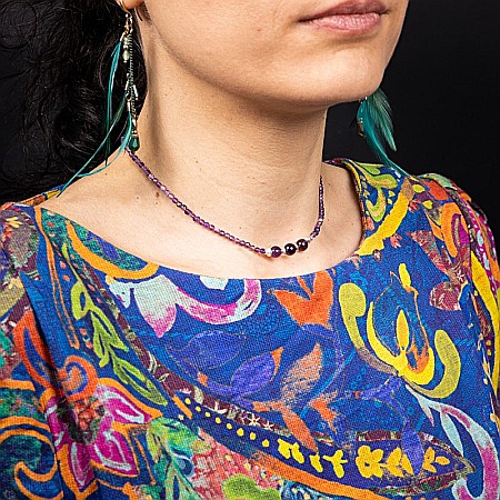 Colier Choker Reena din pietre naturale de Ametist, inchidere si accesorii din argint 925 [8]