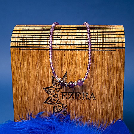 Colier Choker Reena din pietre naturale de Ametist, inchidere si accesorii din argint 925 [7]