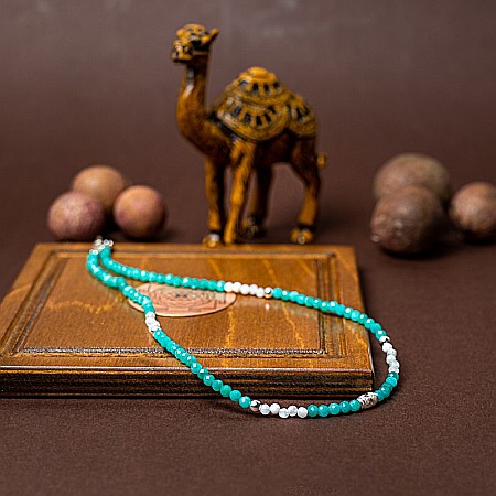 Colier choker Anadi din pietre semipretioase de Amazonit si Piatra Lunii, inchidere si accesorii din argint 925 [4]