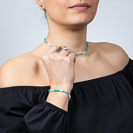 Colier choker Anadi din pietre semipretioase de Amazonit si Piatra Lunii, inchidere si accesorii din argint 925 [10]