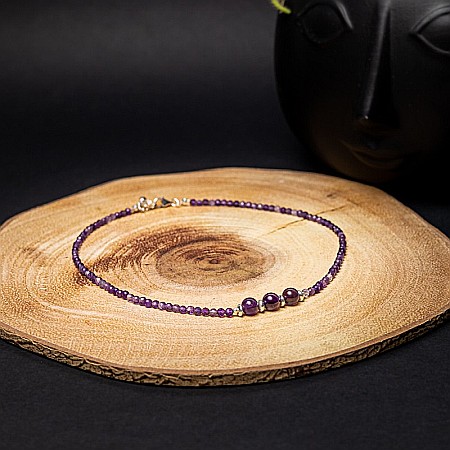 Colier Choker Reena din pietre naturale de Ametist, inchidere si accesorii din argint 925 [3]