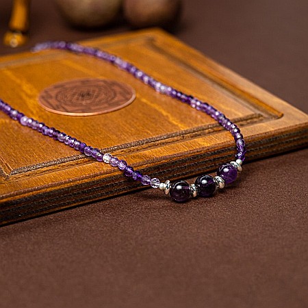 Colier Choker Reena din pietre naturale de Ametist, inchidere si accesorii din argint 925 [4]