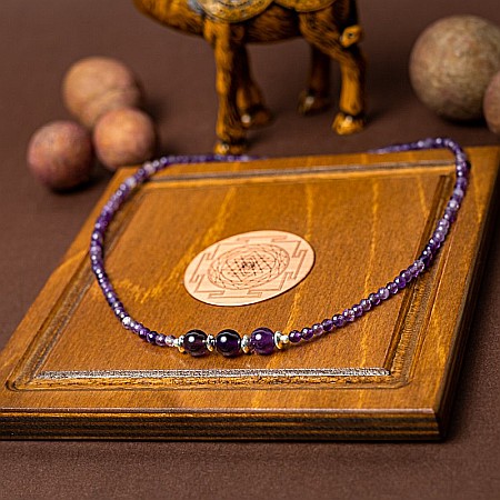 Colier Choker Reena din pietre naturale de Ametist, inchidere si accesorii din argint 925 [5]