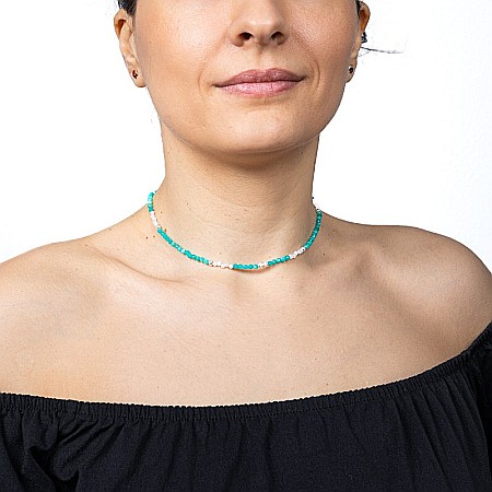 Colier choker Anadi din pietre semipretioase de Amazonit si Piatra Lunii, inchidere si accesorii din argint 925 [2]