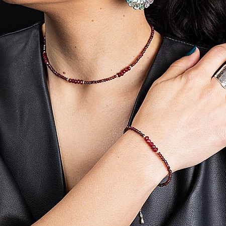 Colier choker Kavin din pietre semipretioase de Granat si Rubin, inchidere si accesorii din argint 925 [10]