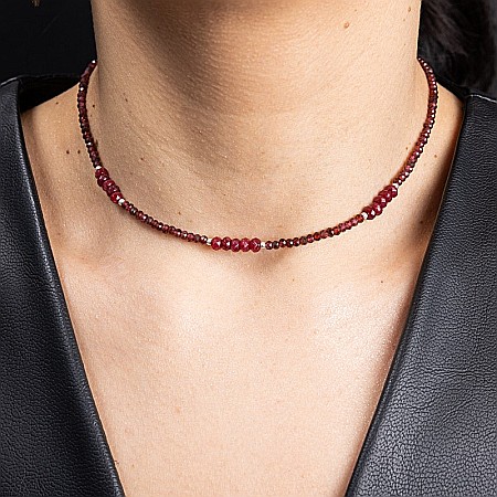 Colier choker Kavin din pietre semipretioase de Granat si Rubin, inchidere si accesorii din argint 925 [9]