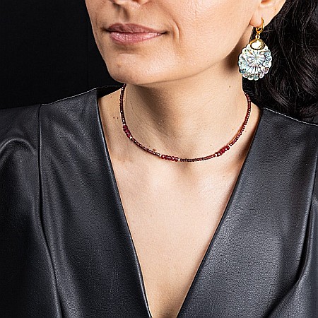 Colier choker Kavin din pietre semipretioase de Granat si Rubin, inchidere si accesorii din argint 925 [1]