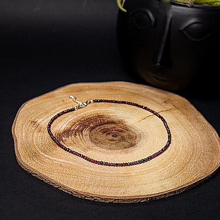 Colier choker Ania din pietre semipretioase de Granat si Spinel negru, inchidere din argint 925 [3]