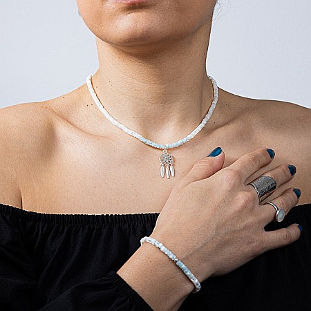 Colier Choker Tanya din sidef de scoici, inchidere si accesorii din argint 925