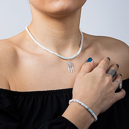 Colier Choker Tanya din sidef de scoici, inchidere si accesorii din argint 925 [14]