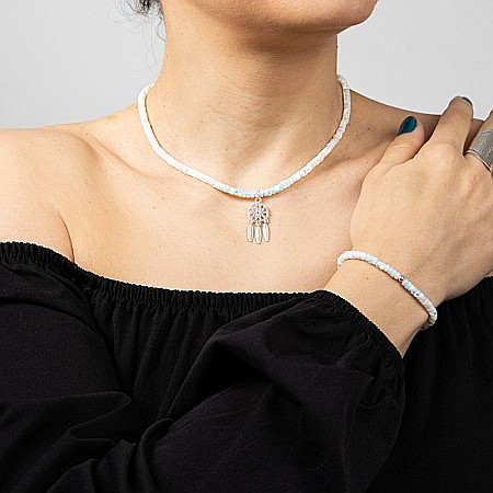 Colier Choker Tanya din sidef de scoici, inchidere si accesorii din argint 925 [16]