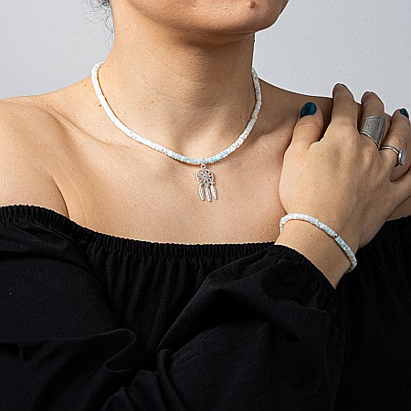 Colier Choker Tanya din sidef de scoici, inchidere si accesorii din argint 925 [17]