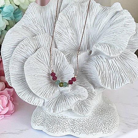 Colier choker turmalina multicolora cu lant argint placat aur roz [5]