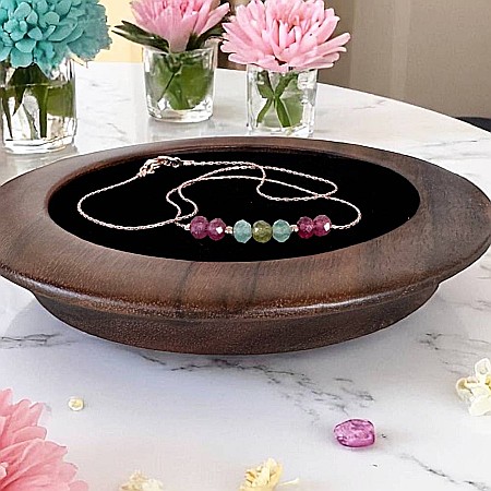 Colier choker turmalina multicolora cu lant argint placat aur roz [1]