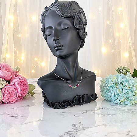 Colier choker turmalina multicolora cu lant argint placat aur roz [3]