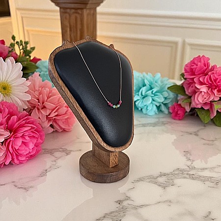 Colier choker turmalina multicolora cu lant argint placat aur roz [4]