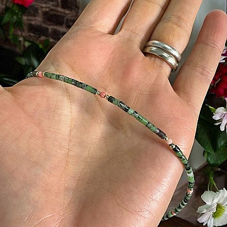 Colier Choker Valer din cristale de Rubin Zoisit, cupru placat cu aur [3]