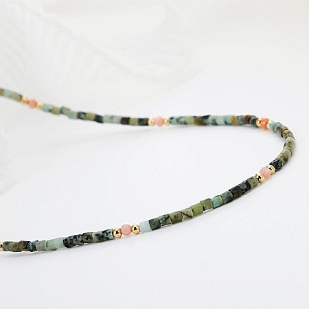 Colier Choker Valer din cristale de Rubin Zoisit, cupru placat cu aur [1]