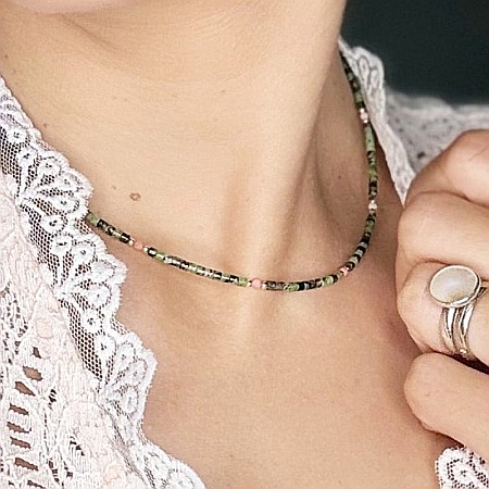 Colier Choker Valer din cristale de Rubin Zoisit, cupru placat cu aur [12]