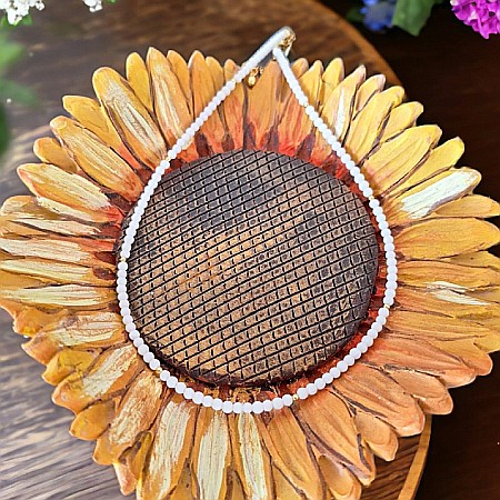 Colier Cocker Kalista cu margele de Coral alb si Argint 925 placat cu Aur [6]