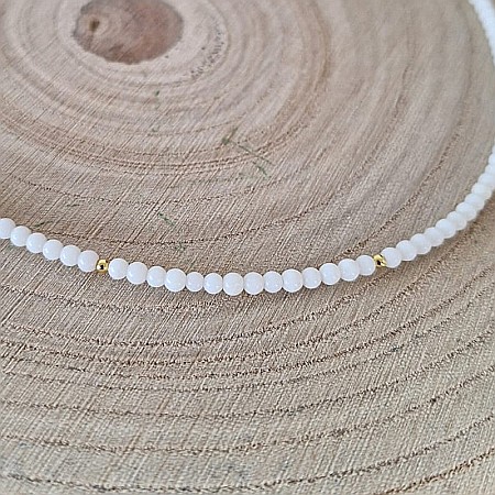 Colier Cocker Kalista cu margele de Coral alb si Argint 925 placat cu Aur [2]