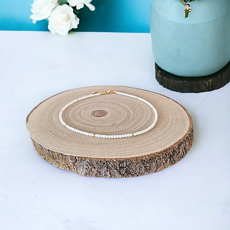 Colier Cocker Kalista cu margele de Coral alb si Argint 925 placat cu Aur [7]