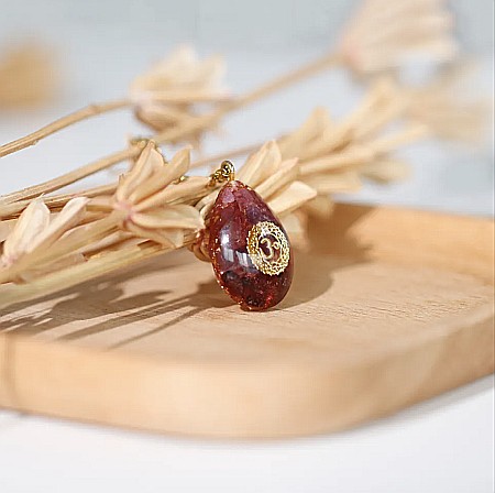 Colier cu Pandantiv Orgonic cu simbol Om din cristale de Granat si Rubelit-cadou spiritual pentru meditatie [3]