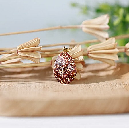 Colier cu Pandantiv Orgonic cu simbol Om din cristale de Granat si Rubelit-cadou spiritual pentru meditatie [2]